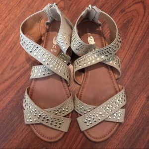 Rue21 Taupe Gold Studded Flat Sandals 9/10